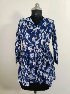 Navy Blue Floral Wrap Kurti