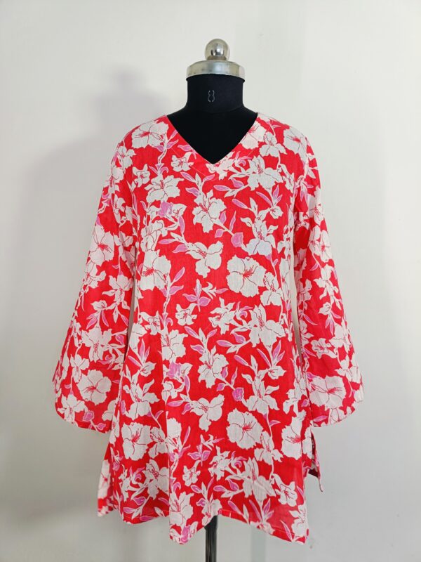 Bold Bloom Red Floral Kurti – Breezy & Beautiful