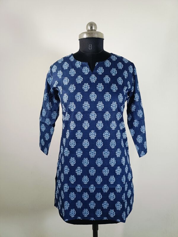 Indigo Hand Block Printed Straight Kurti