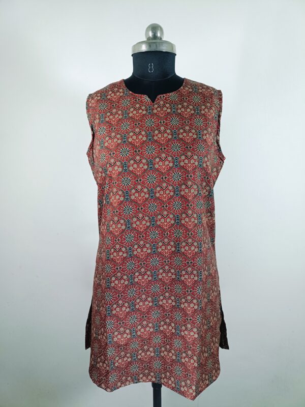 Elegant Maroon Floral Block Print Cotton Kurti for Women